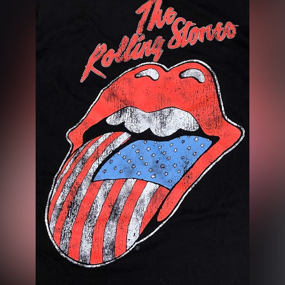 💋Rolling Stones Hot Lips Tongue America USA Flag Rock Official T-Shirt Large - Picture 3 of 10